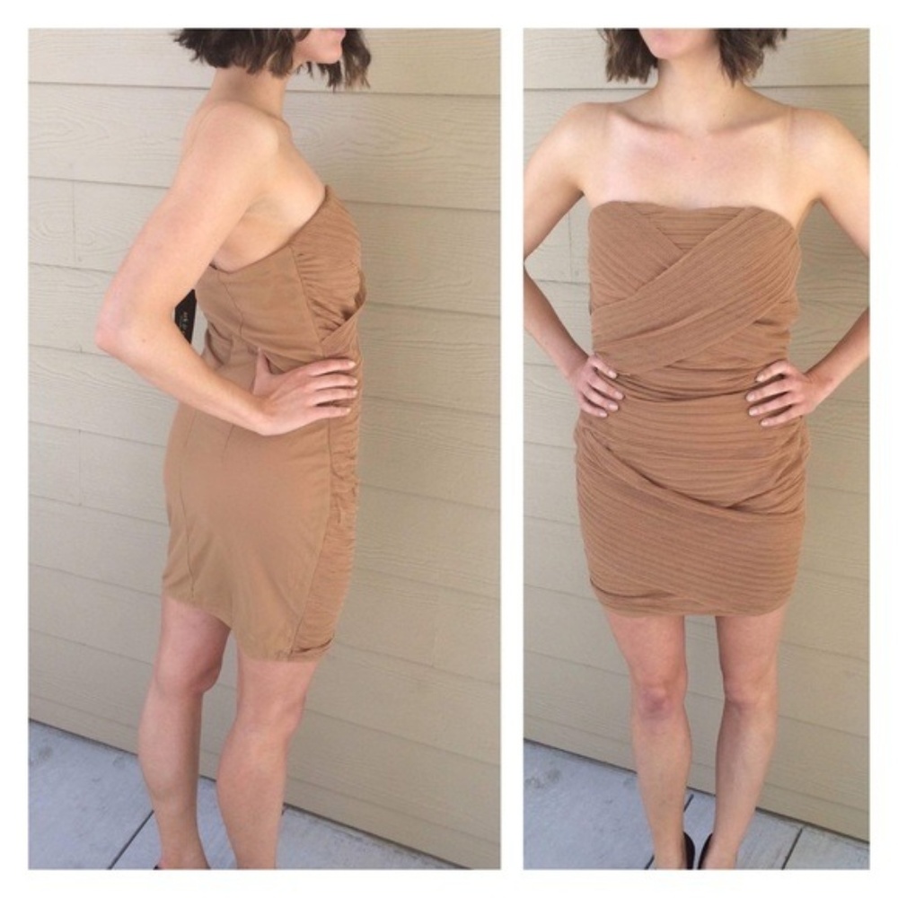 NWT Ark & Co. Large Tan Strapless Dress